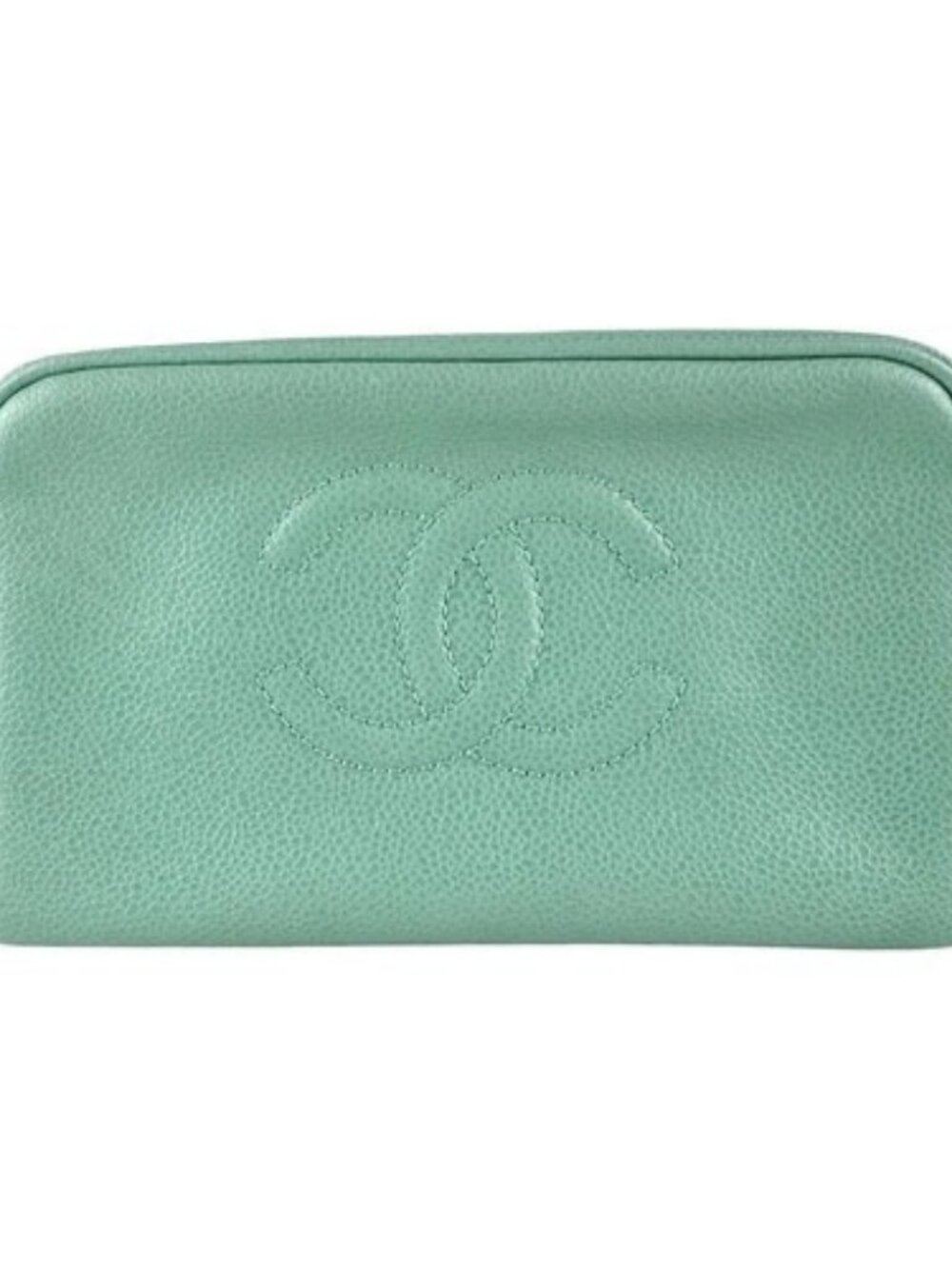 Auth CHANEL Pouch Multicase Green Leather/Goldtone - z9954